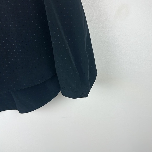 Ava & Viv Woman’s Blouse X Black Split Neck Long Sleeve Black Dot Texture - Picture 5 of 8